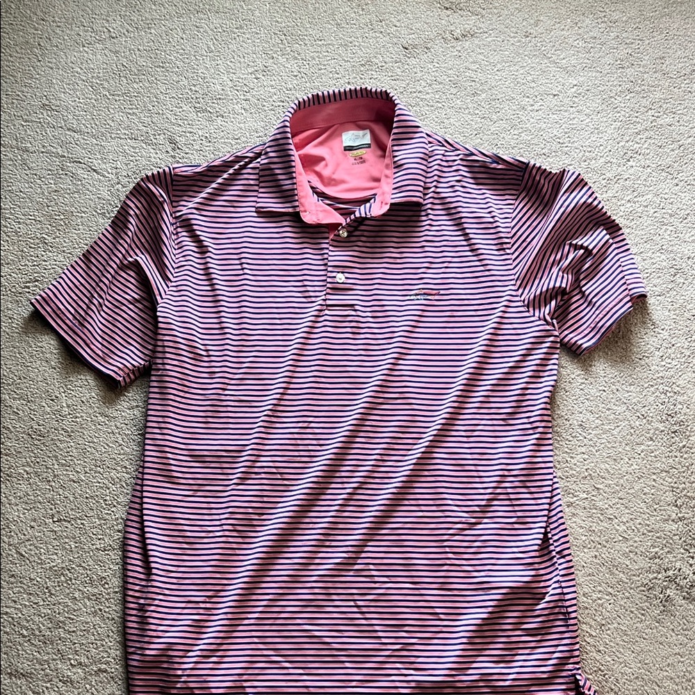 Greg Norman Collection Pink and Black Striped Polo Shirt